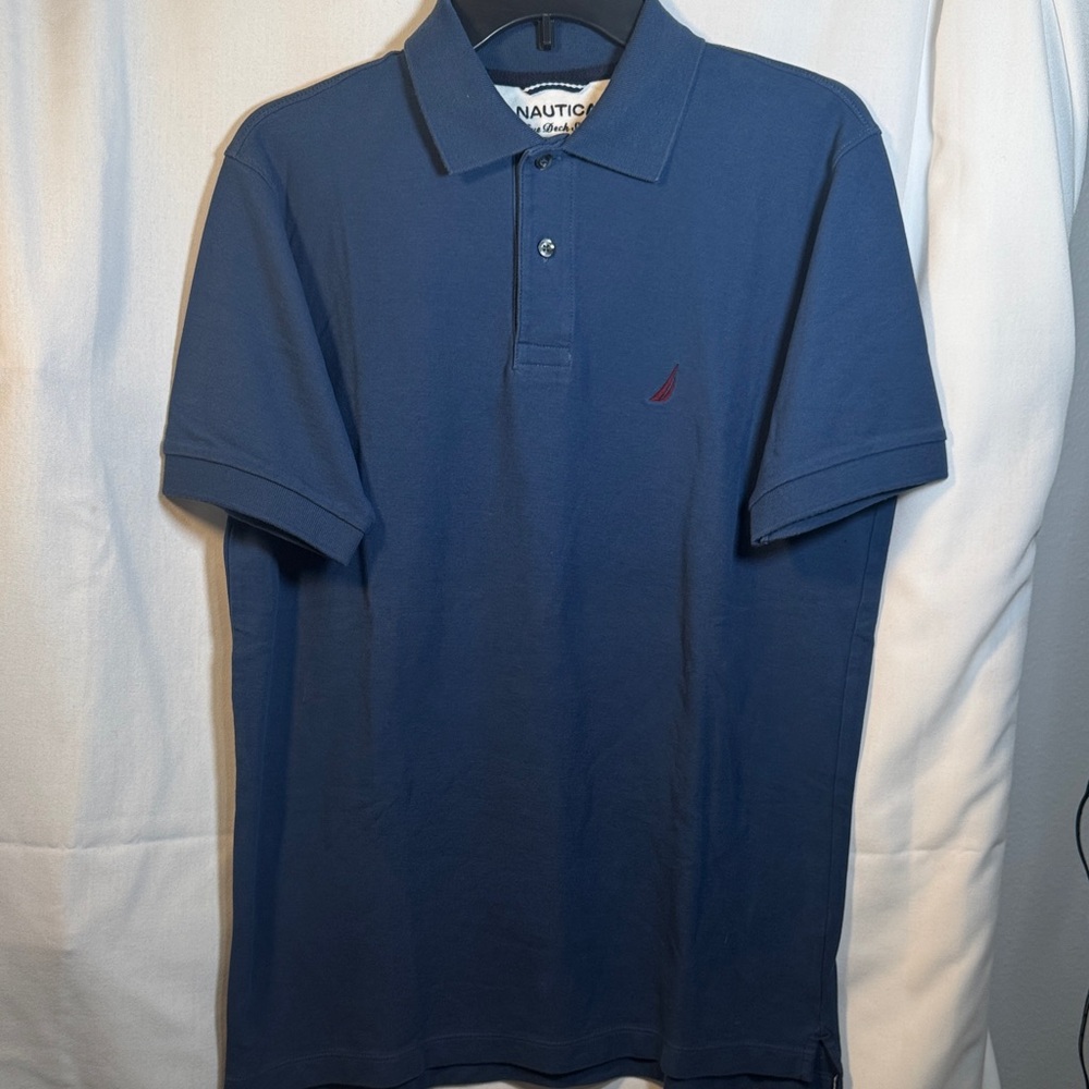 Nautica Blue Classic Fit Short Sleeve Pique Polo Shirt Men Small S